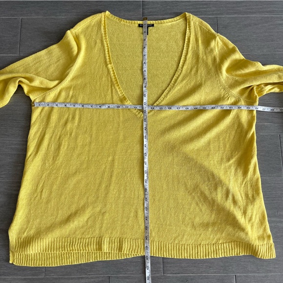 Eileen Fisher Organic Linen Yellow Knit Sweater Top Deep V Neck Top Plus Size 3X - Picture 11 of 12